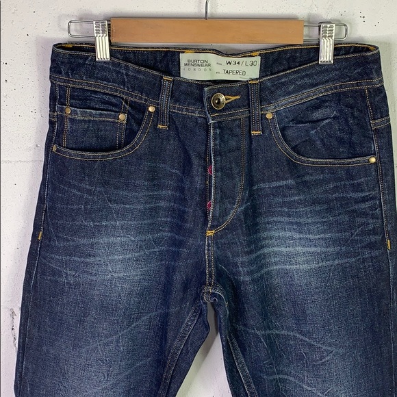 Burton Menswear Tapered Jeans In Dark Wash - Picture 6 of 10